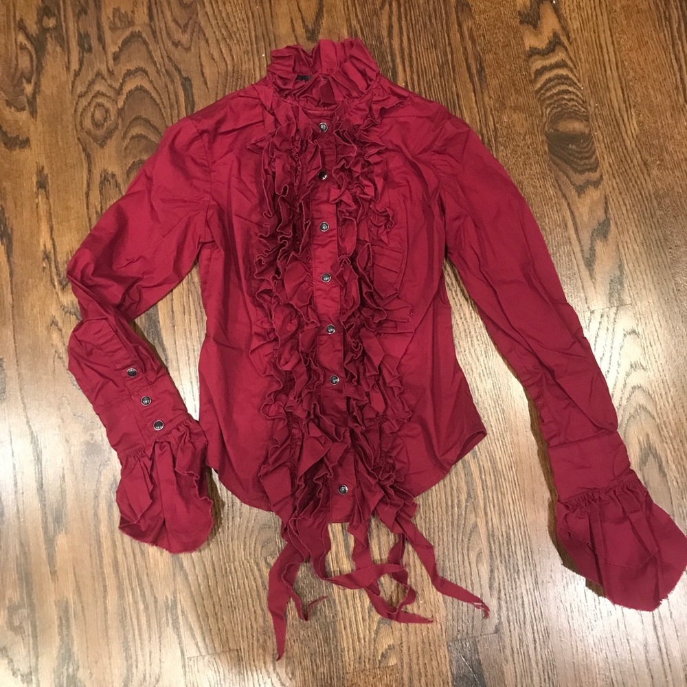 Lip Service burgundy ruffle gothic shirt